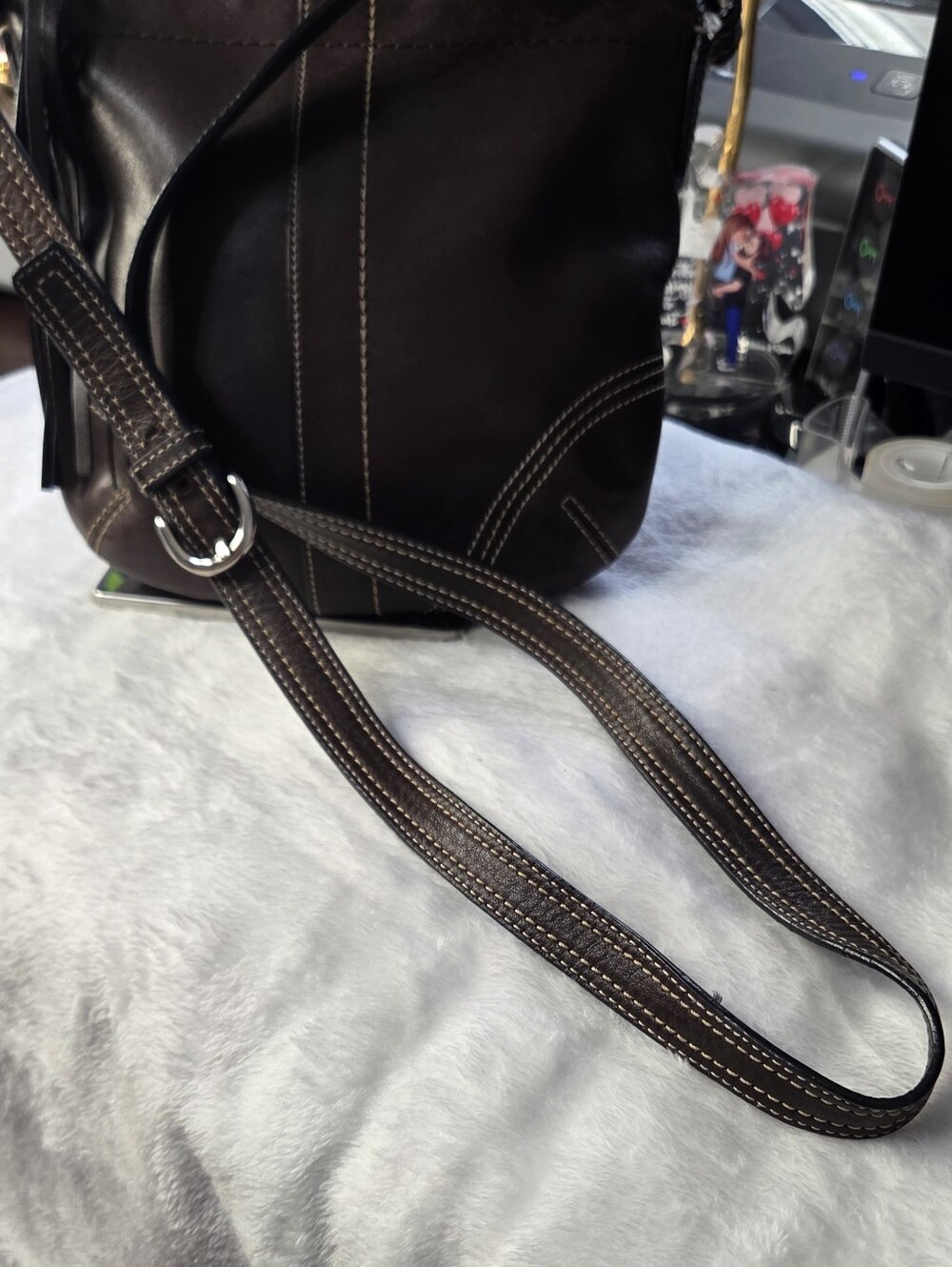 COACH Brown Leather Crossbody Bag Adjustable Strap- Y2K - Picture 3 of 11